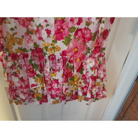 1960s Women’s Floral Below Knee Cottage Core Dress. Pit To Pit 19"/medium.b33 - Picture 3 of 6